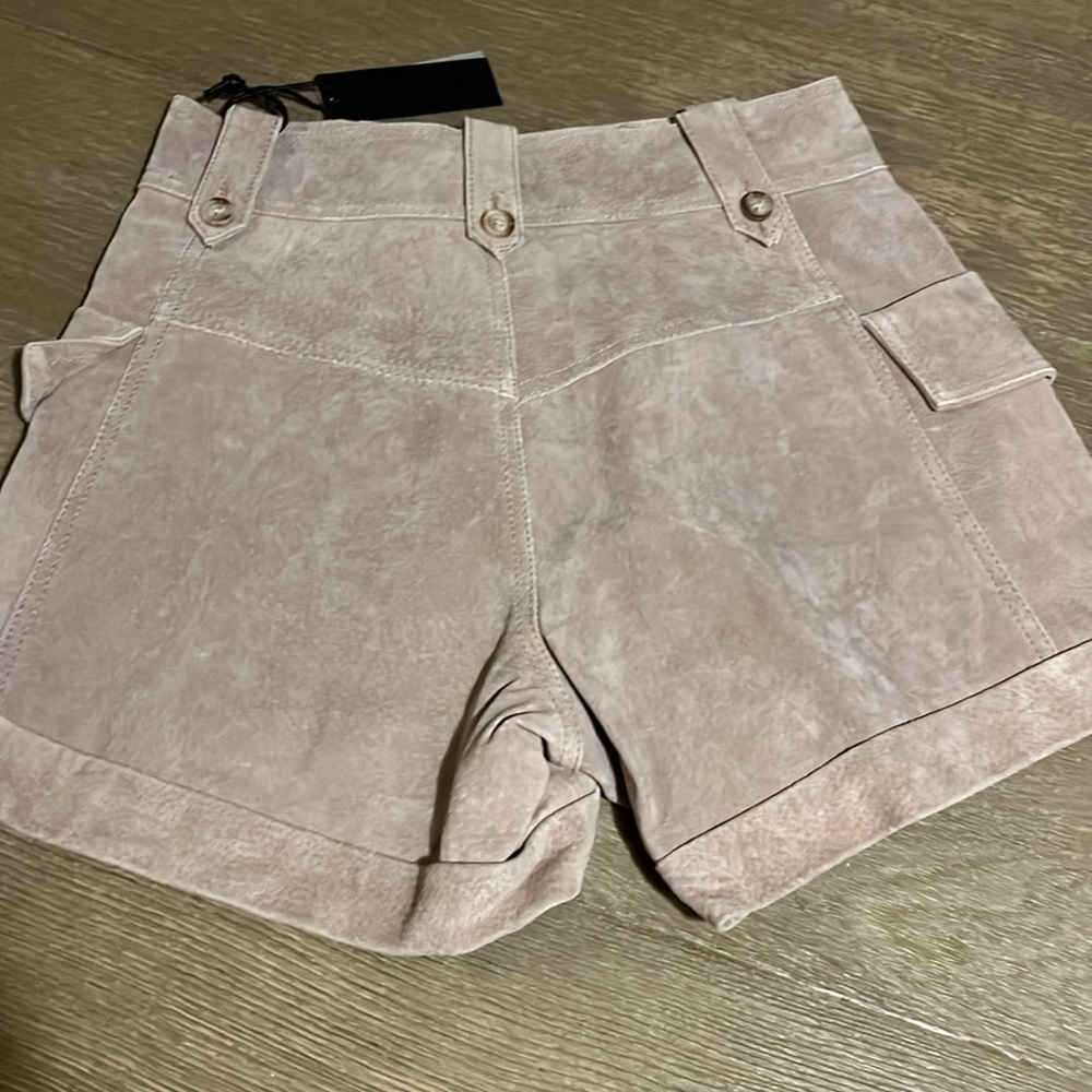BLANK NYC Suede Leather Shorts 24 Bare It All tan / beige small - Picture 7 of 8